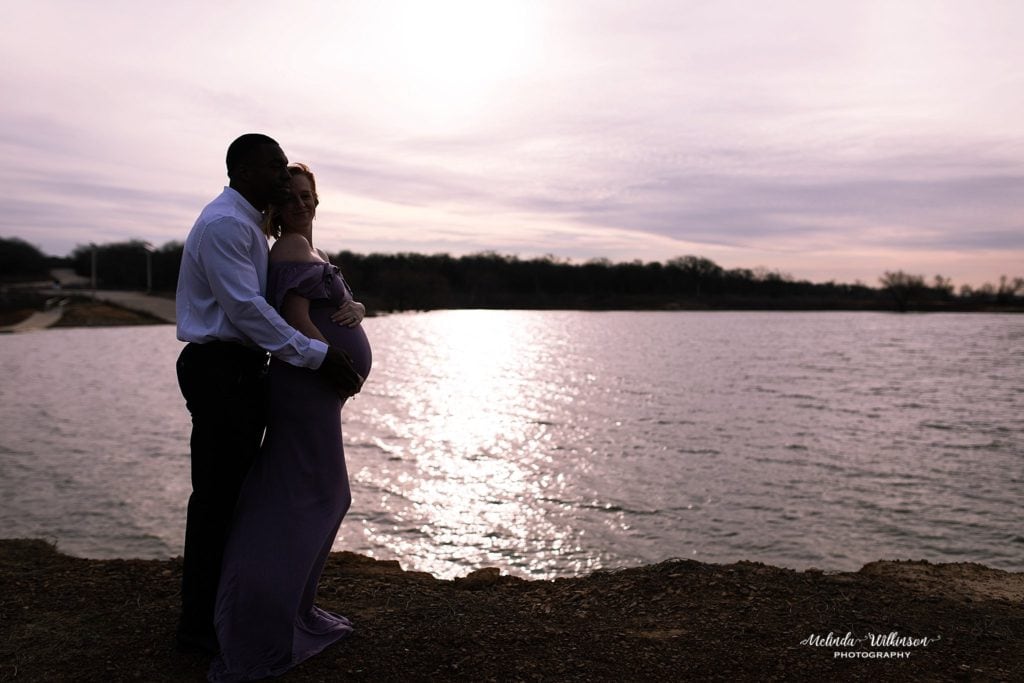 Pregnancy silhouette at lake