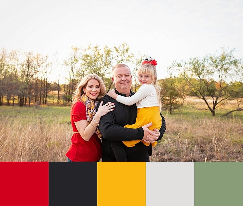 Fall family pictures with red and yellow