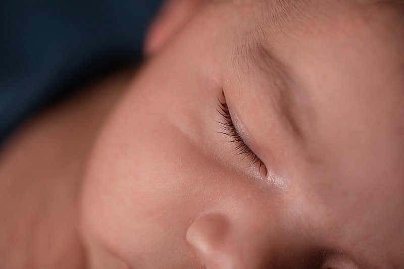 Newborn close up of eyelashes